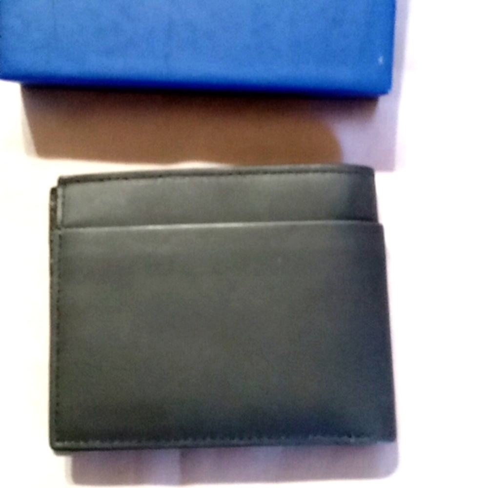 BLACK COLE HAAN Bi fold Mens Wallet Men Leather NEW Credit Card Money Holder - Picture 2 of 7